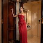 Sexy slim fit strapless satin dress for women