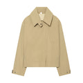 Zipper embellishment lapel coat women's coat