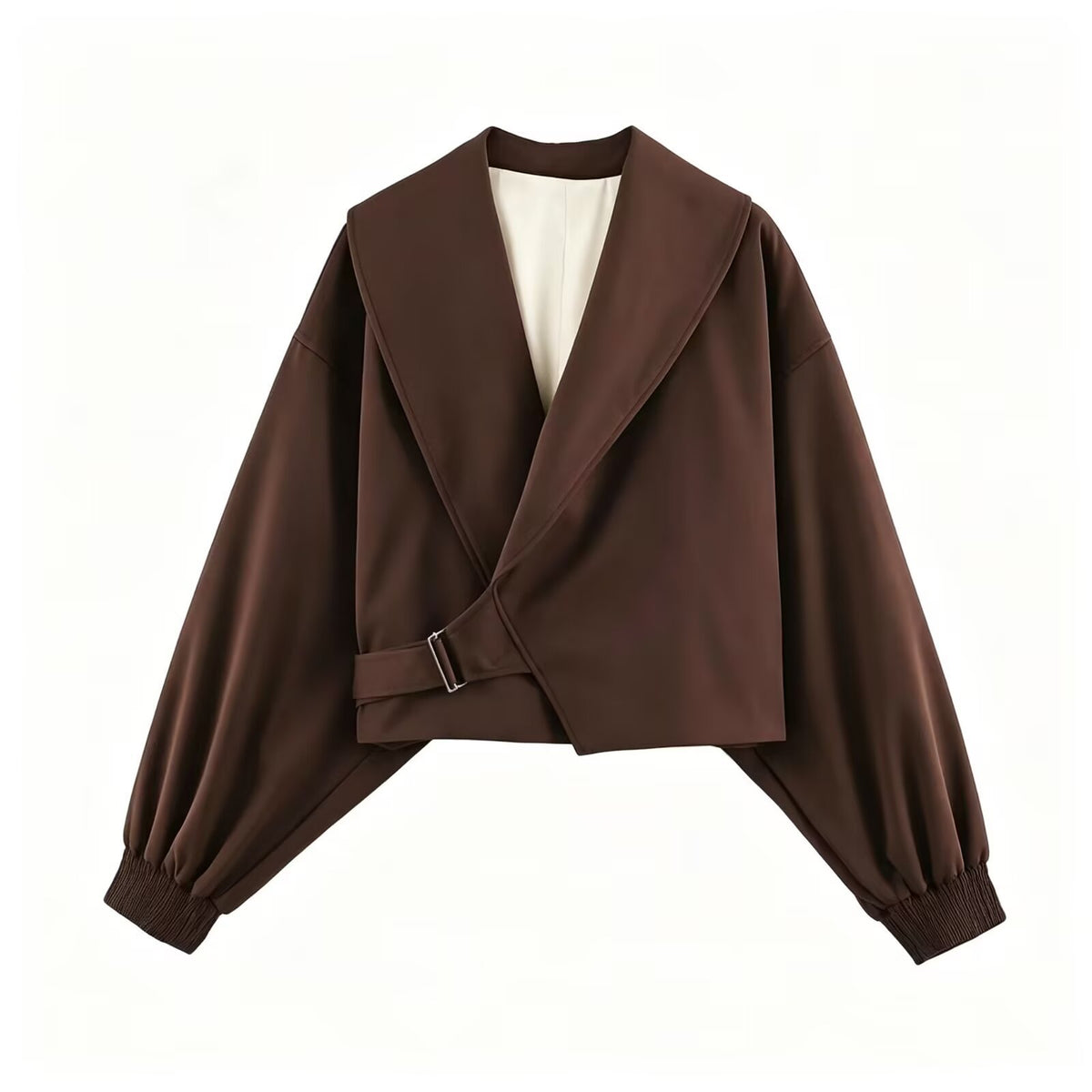 Versatile casual minimalist buckle suit collar jacket