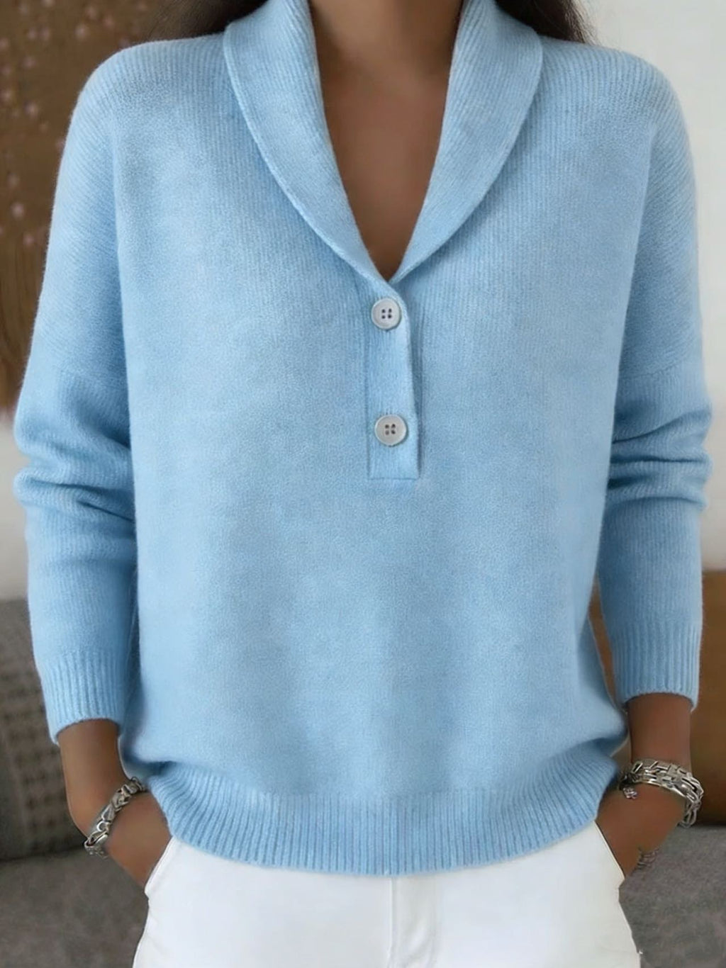 Knitted button sweater for women in autumn and winter