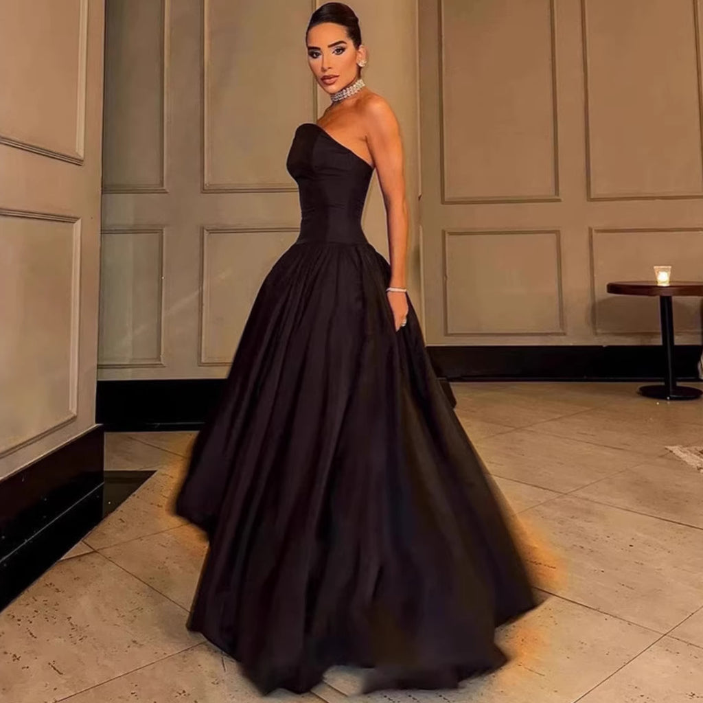 Mouwloze jurk voor dames, sexy rugvrij, effen kleur, elegant, strapless