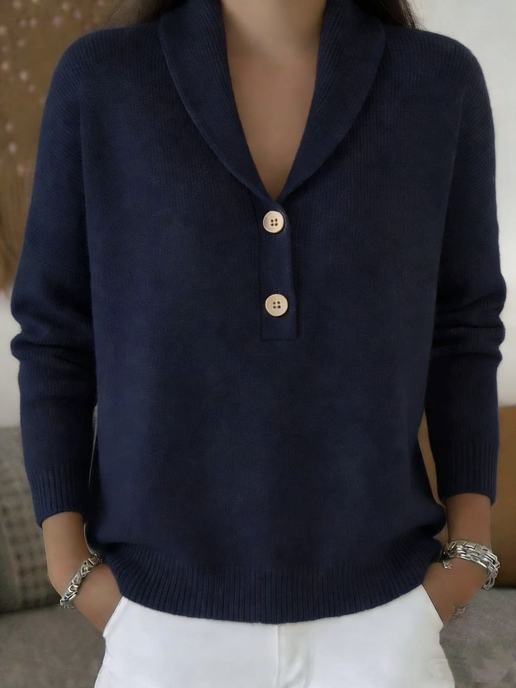 Knitted button sweater for women in autumn and winter