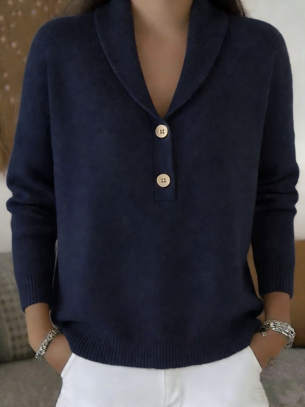 Knitted button sweater for women in autumn and winter