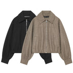 Zipper collar soft jacket for women