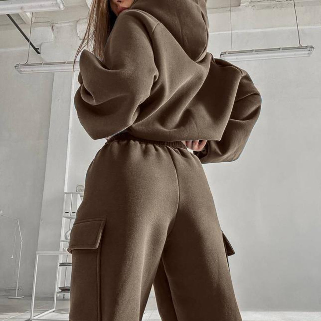 Fashion Sporty Casual Hoodie Set for Women Autumn Winter Wear