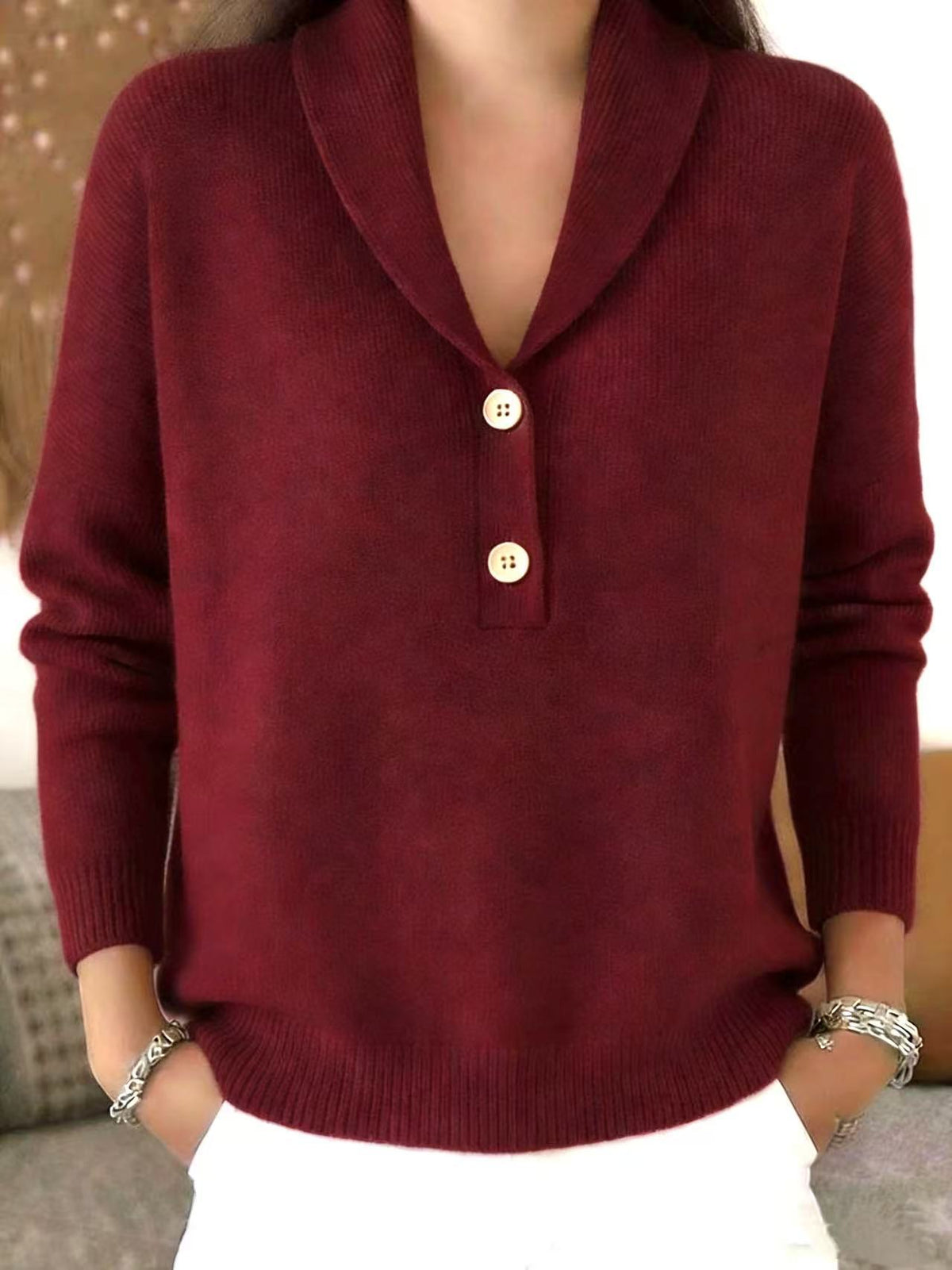 Knitted button sweater for women in autumn and winter