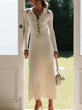Luna Knitted Maxi Dress – Apricot