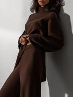 Women’s Elegant Turtleneck Sweater & Wide-Leg Pants Set