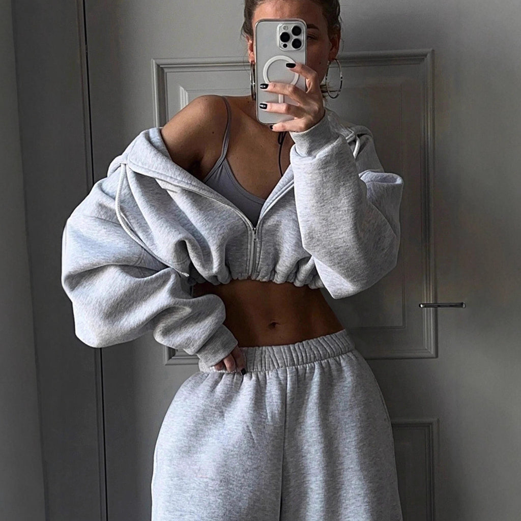 Fashionable Long Sleeve Casual Sporty Hoodie Set for Women, Two-Piece Outfit Autumn/Winter Wear