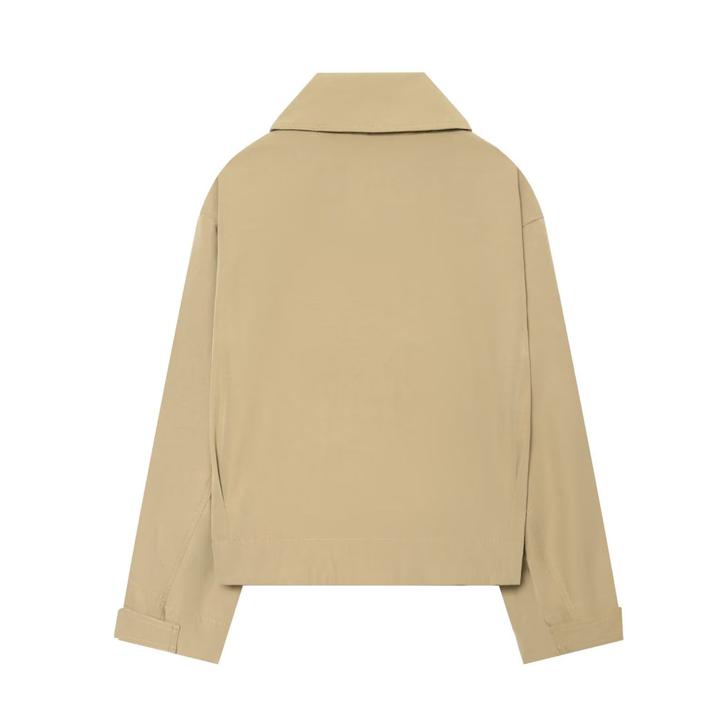 Zipper embellishment lapel coat women's coat