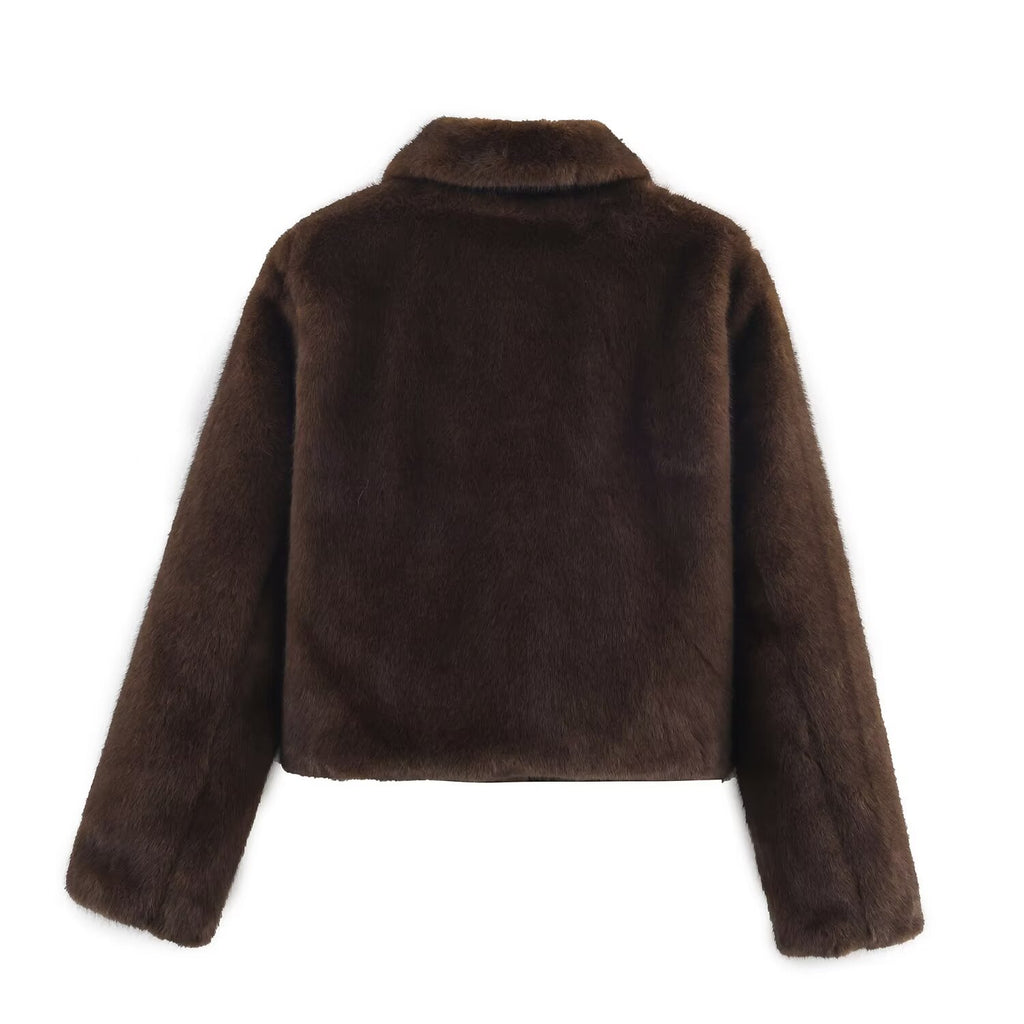 Short-Length Faux Fur Effect Jacket