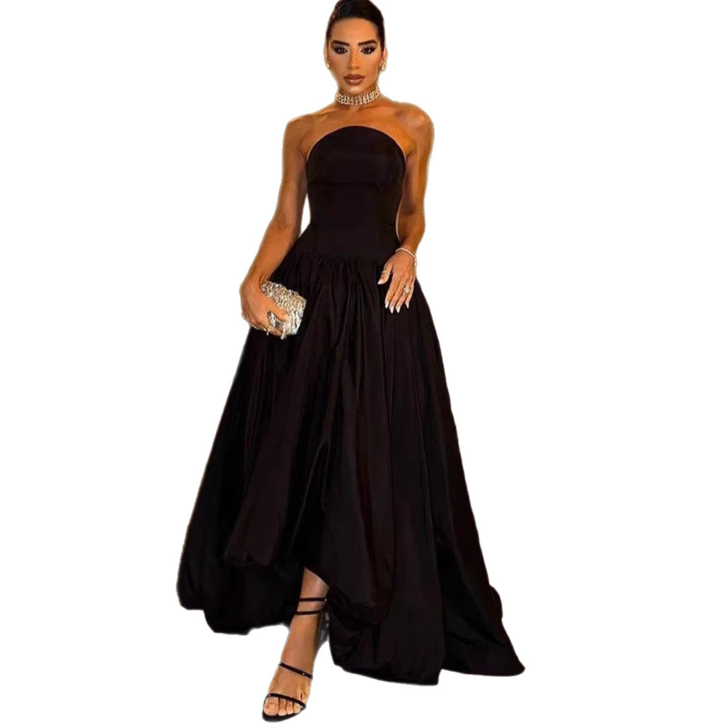 Mouwloze jurk voor dames, sexy rugvrij, effen kleur, elegant, strapless