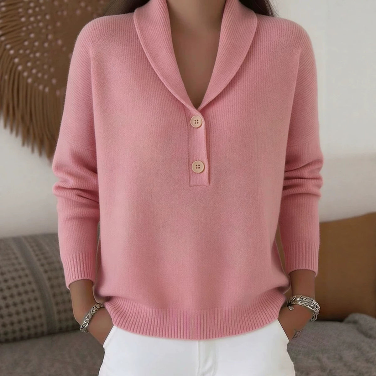 Knitted button sweater for women in autumn and winter