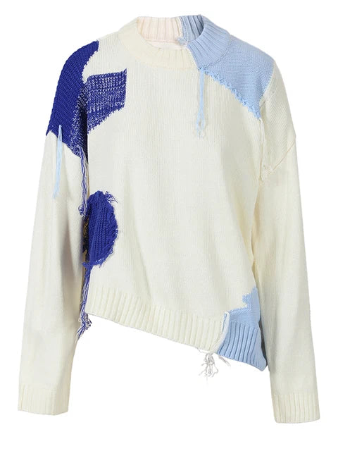 White Tassels Big Size Knitting Sweater Round Neck Long Sleeve Women Pullovers New Fashion Autumn Winter