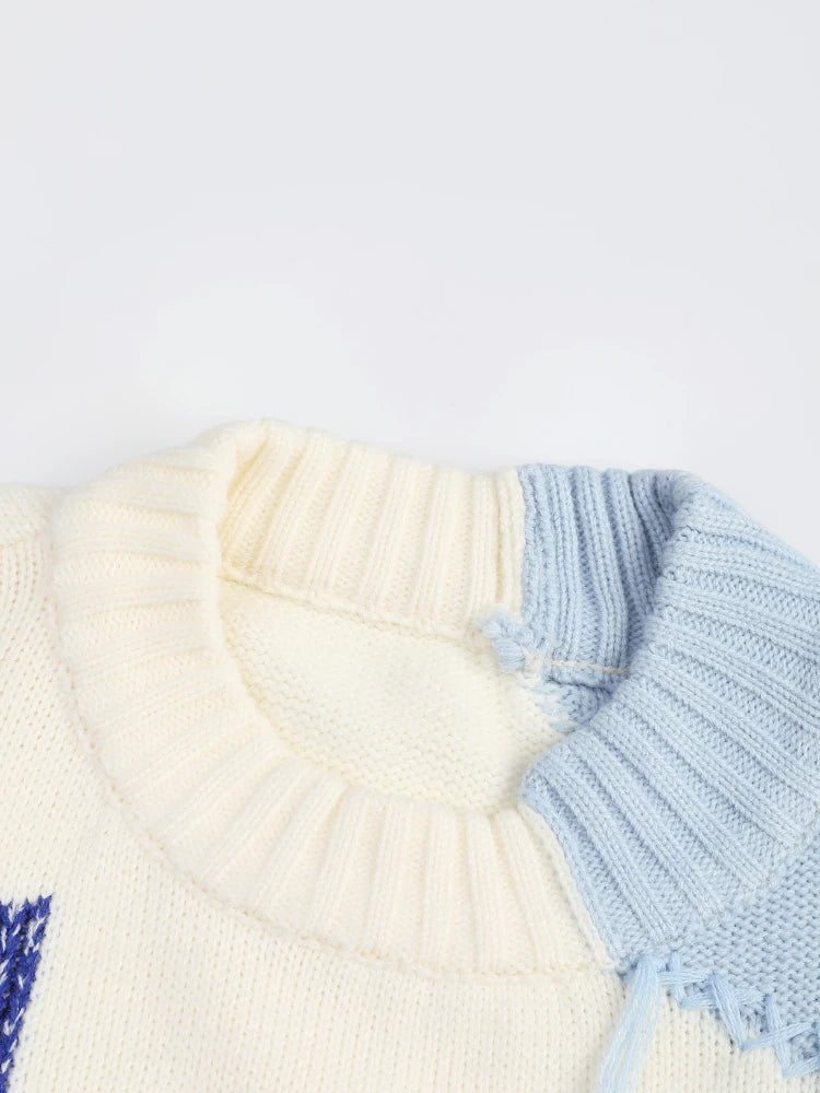 White Tassels Big Size Knitting Sweater Round Neck Long Sleeve Women Pullovers New Fashion Autumn Winter