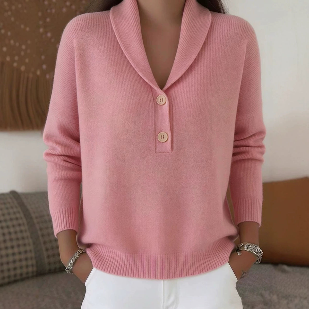 Knitted button sweater for women in autumn and winter