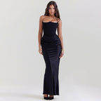 European and American style autumn and winter new women's fashion strapless sexy backless slim fit evening dress