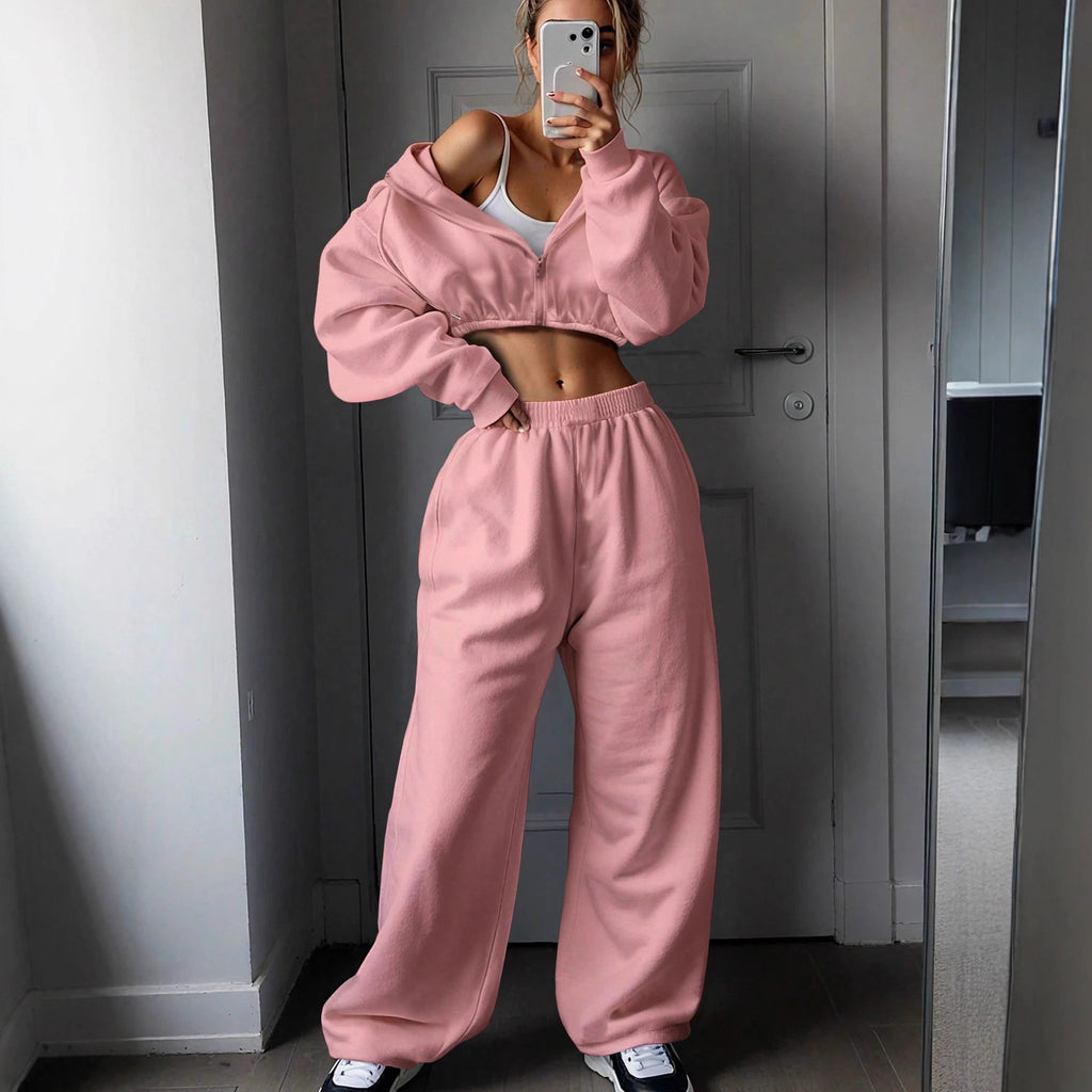 Fashionable Long Sleeve Casual Sporty Hoodie Set for Women, Two-Piece Outfit Autumn/Winter Wear