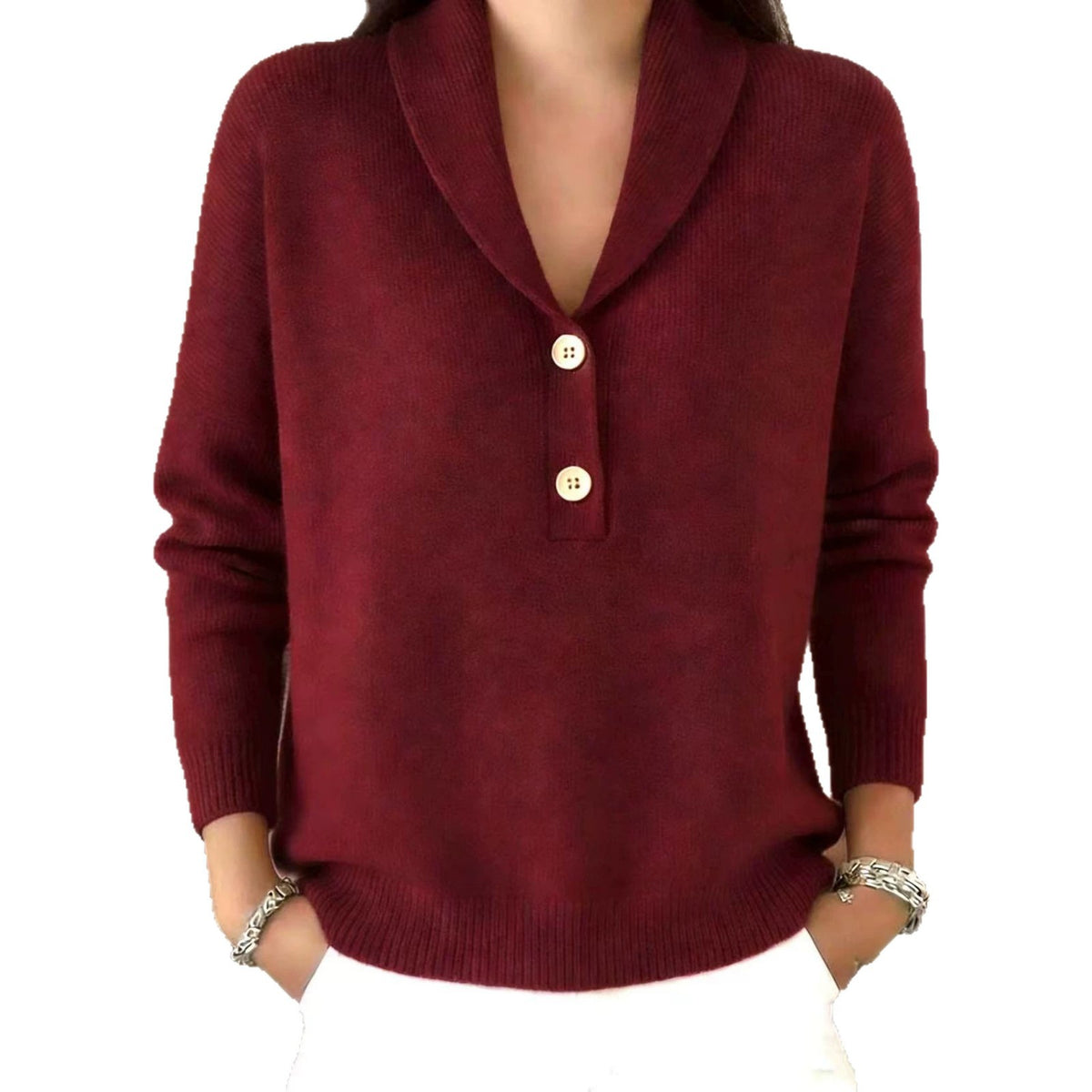 Knitted button sweater for women in autumn and winter