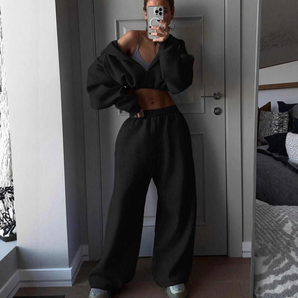 Fashionable Long Sleeve Casual Sporty Hoodie Set for Women, Two-Piece Outfit Autumn/Winter Wear