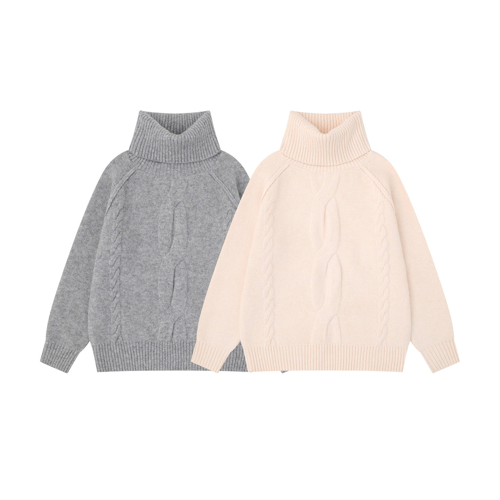 Cable Knit Sweater for Women, Turtleneck Raglan Sleeve, Oversized Thick Warm Knit Top