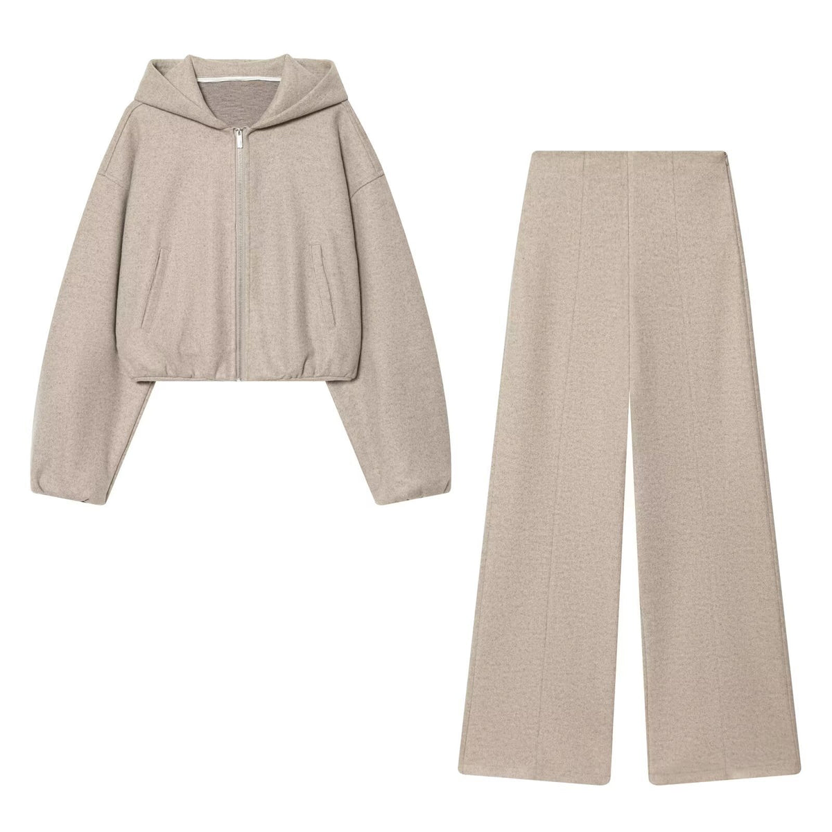 Hooded jacket+high waisted pants women's clothing