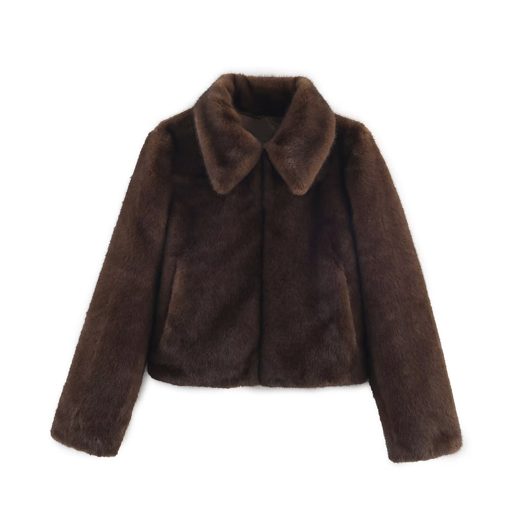 Short-Length Faux Fur Effect Jacket