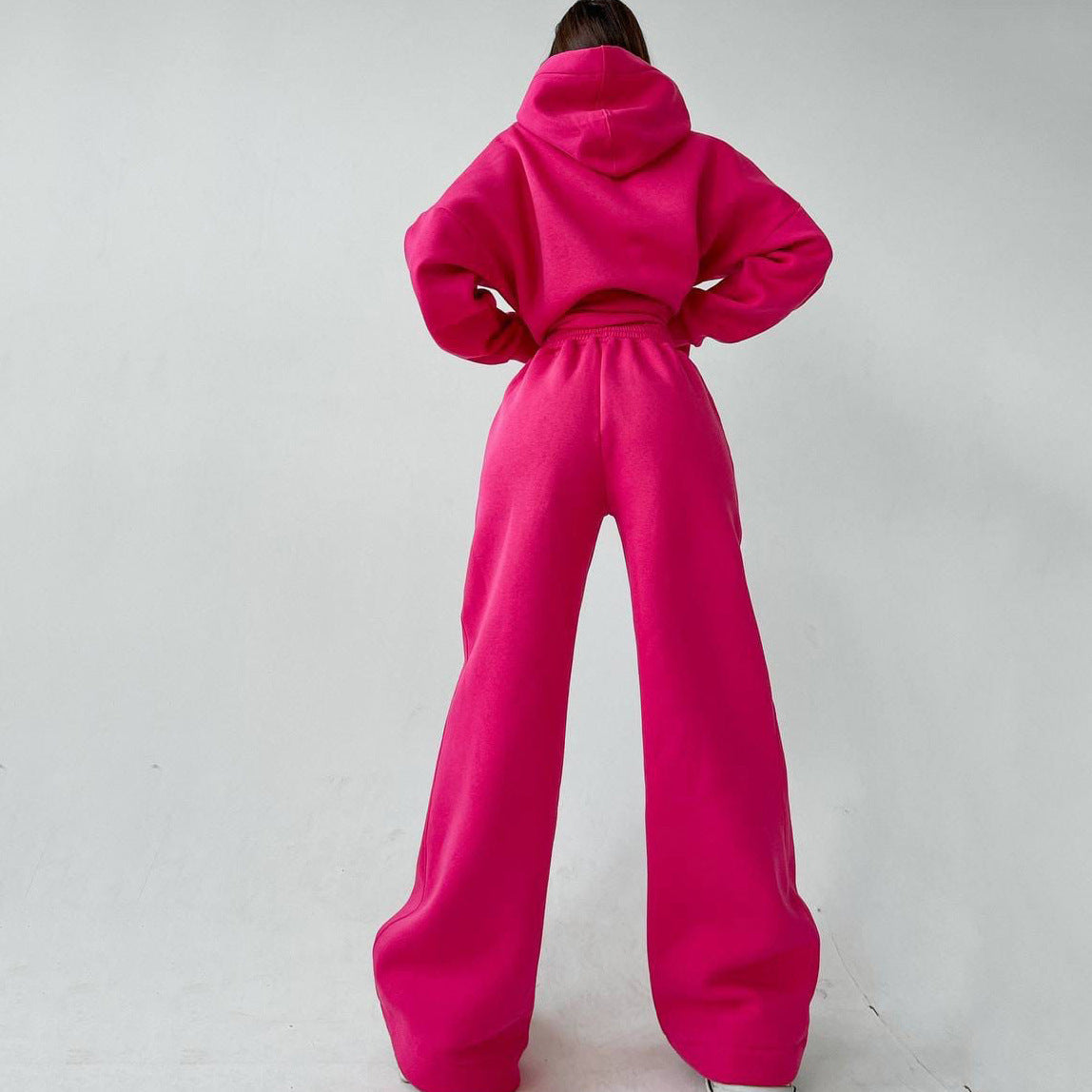 Hooded Pocket Sweatshirt Two-Piece Set for Women