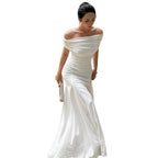 Sexy strapless temperament one shoulder dress for women