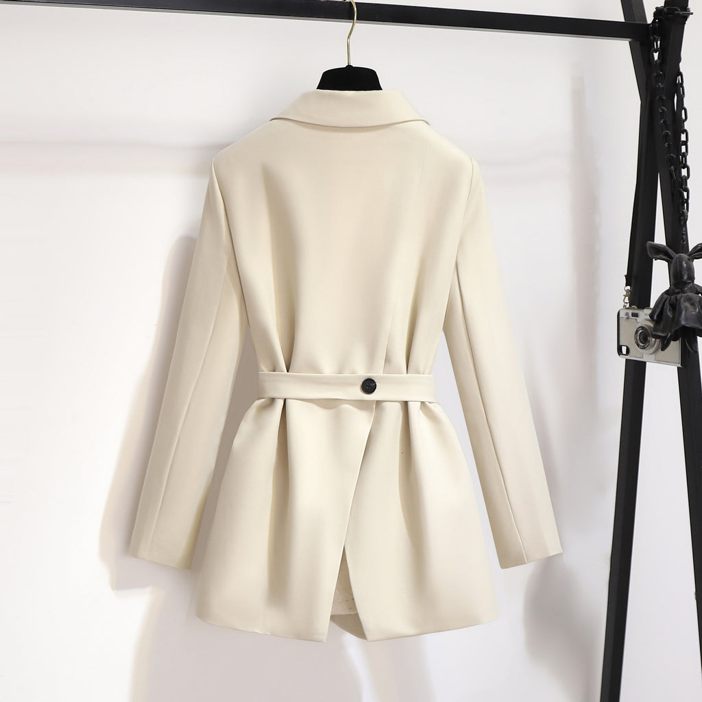 Korean-style women's suit jacket, high-end temperament, loose-waisted suit jacket for women, trendy casual lace-up women's blazer