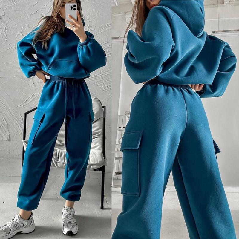 Fashion Sporty Casual Hoodie Set for Women Autumn Winter Wear