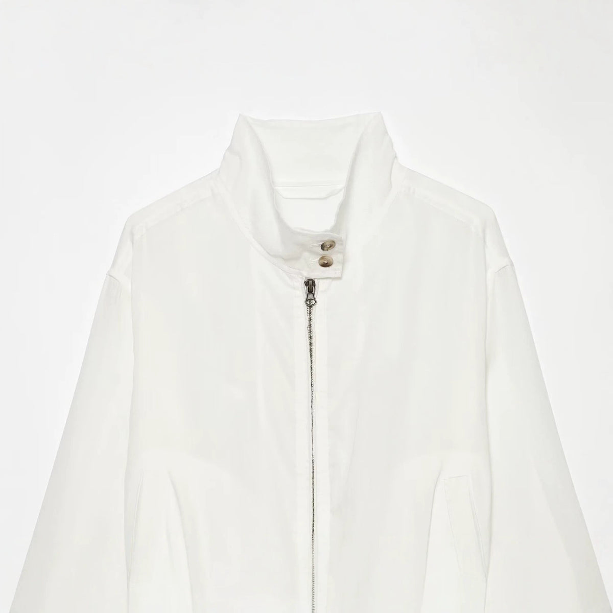 Elastic hem long sleeved stand up collar jacket for women