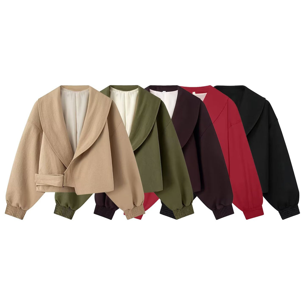 Versatile casual minimalist buckle suit collar jacket