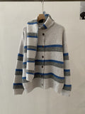Stripe Scarf Two-Piece Knit Cardigan for Women Winter Loose Soft Versatile Sweater Coat