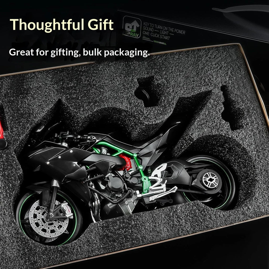 Kawasaki Ninja H2R 1:9 Scale Dynamic Model - Smoke Effect Alloy Motorcycle in Gift Box, Collector‘s Edition Cars